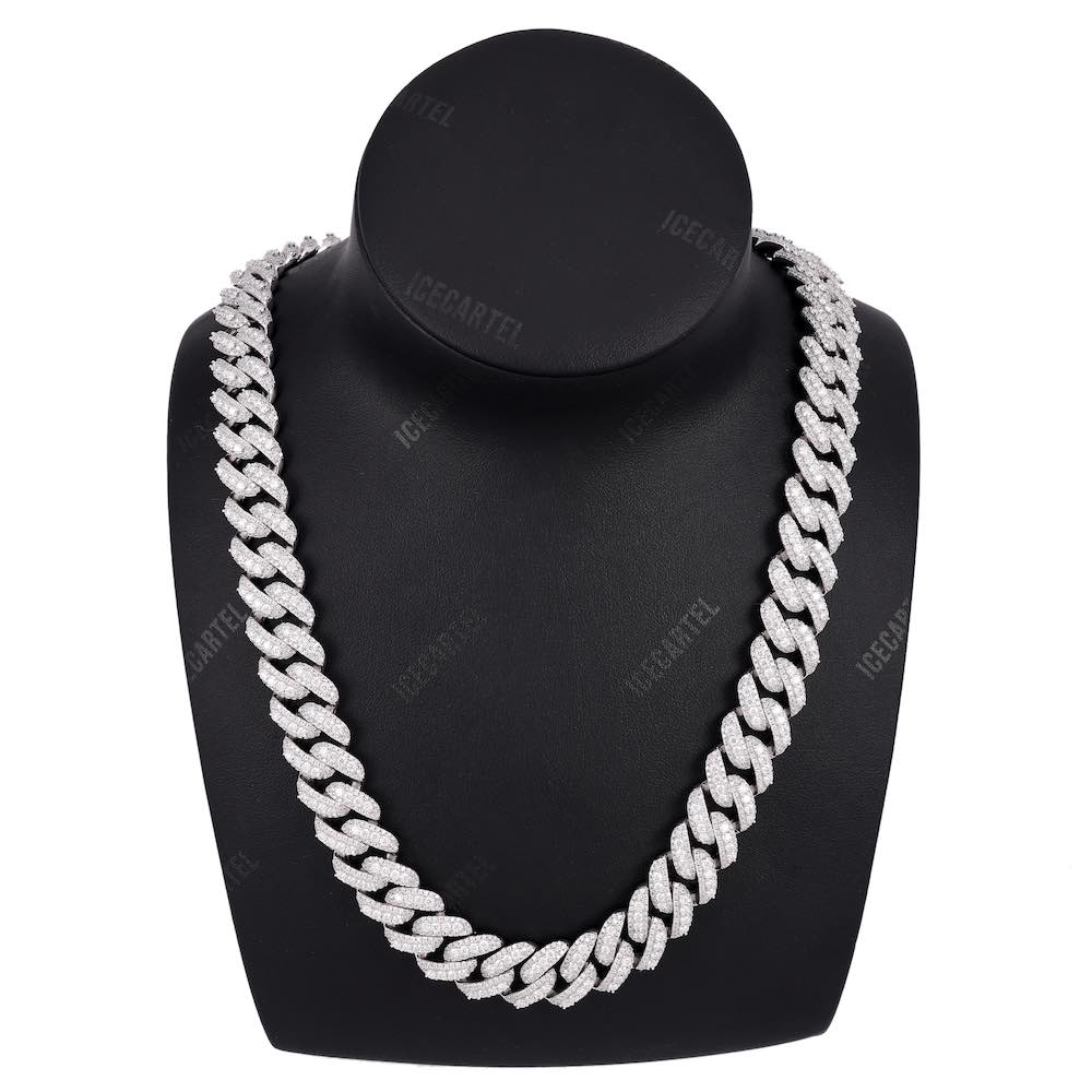 15MM Pointer Diamond Cuban Link Chain 14K Solid Gold neck