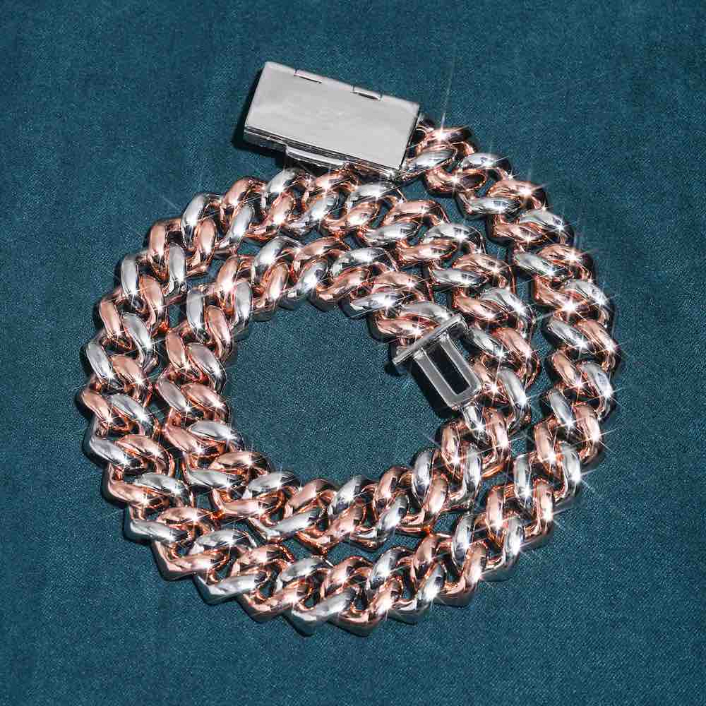 15MM two tone iced out diamond chain backside