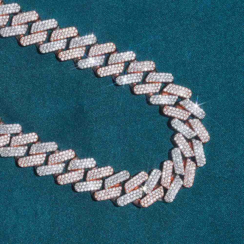 15MM two tone iced out diamond chain detailed