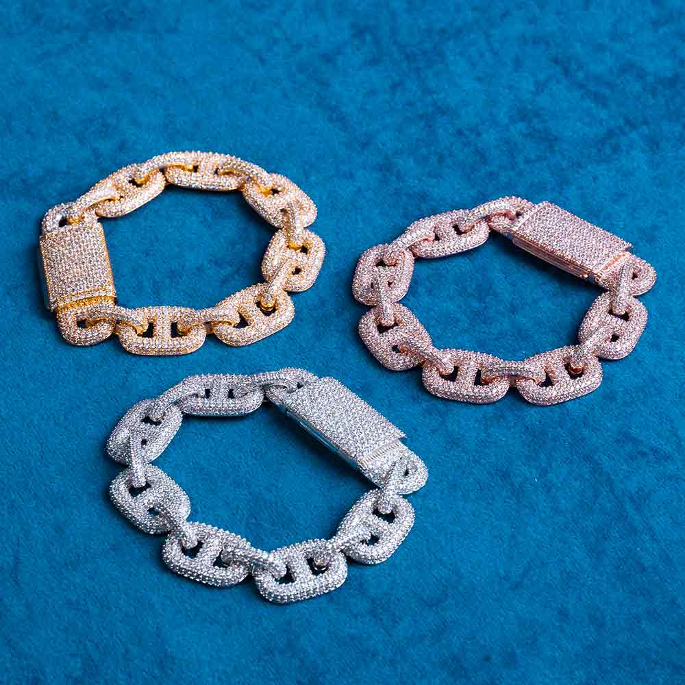 16MM Moissanite Mariner Link Bracelet mens