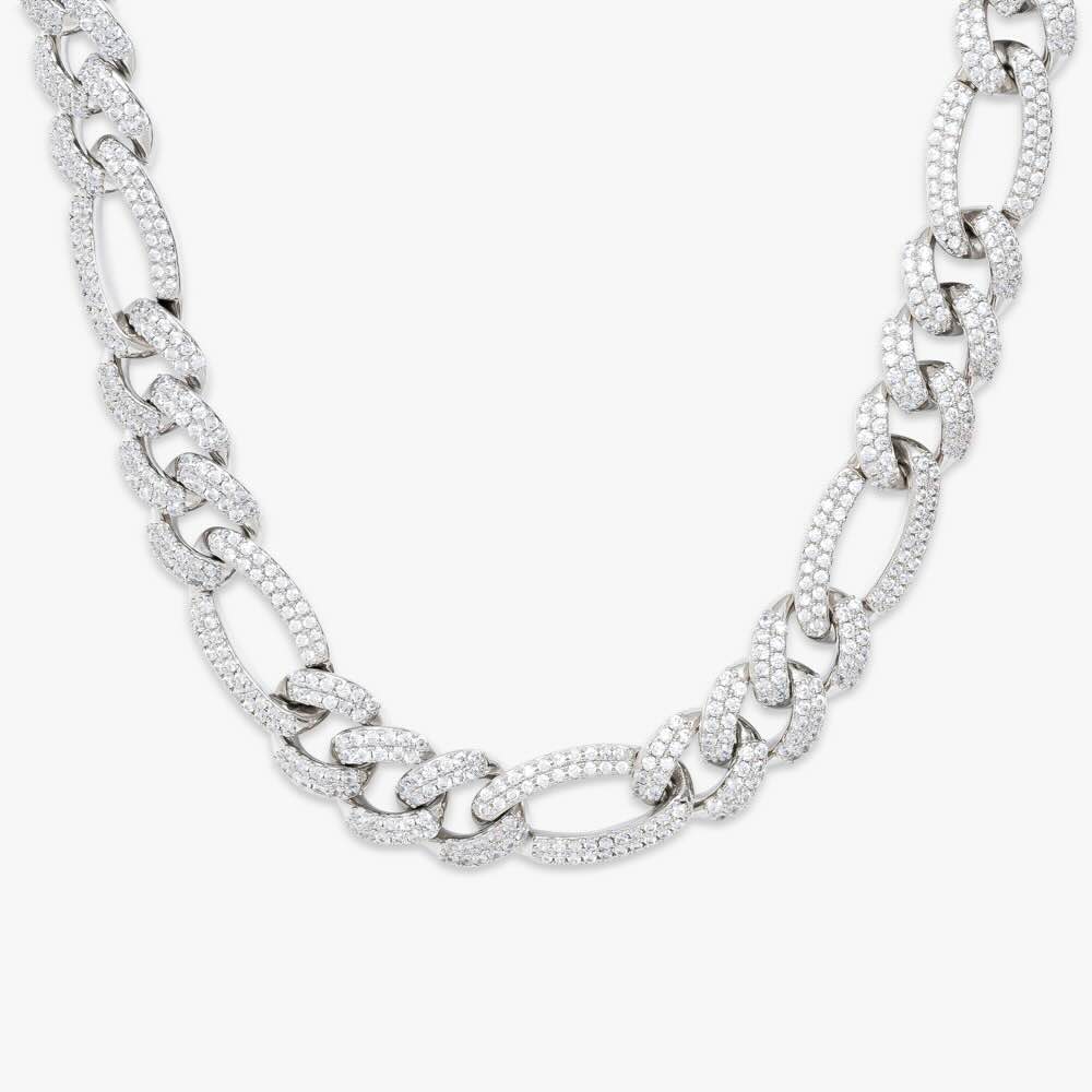 16mm iced out figaro chain 14k gold