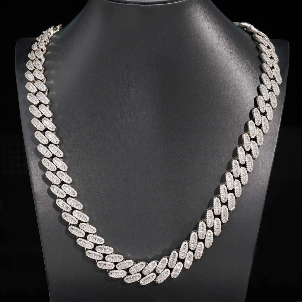 16MM Moissanite Baguette Cuban Link Chain