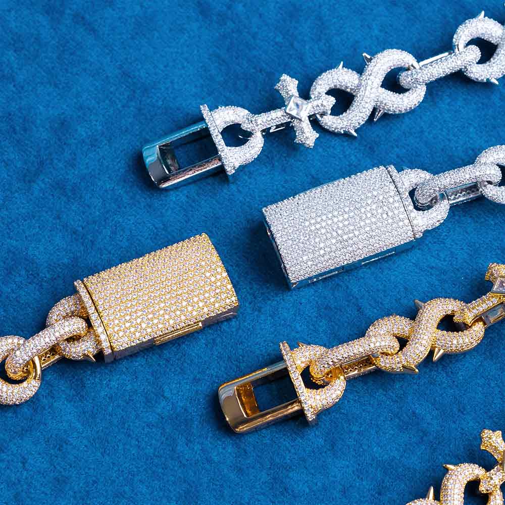 16mm moissanite cross infinity link chain necklace clasp