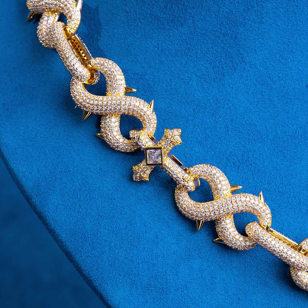 16mm moissanite cross infinity link chain necklace diamond