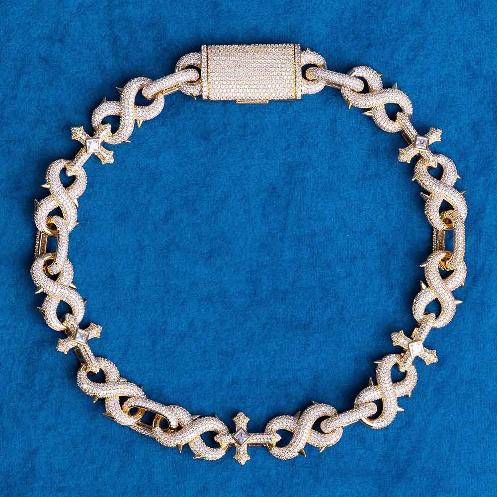 16mm moissanite cross infinity link chain necklace