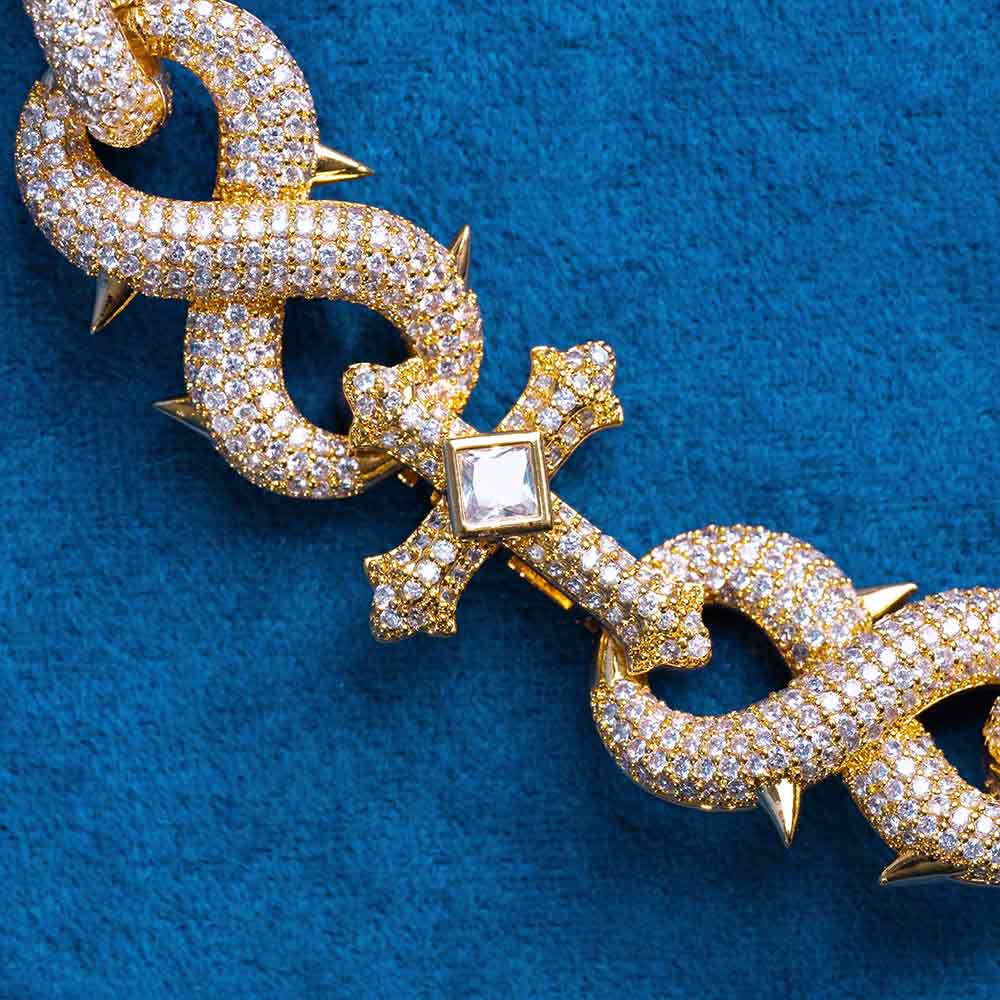 16mm moissanite cross infinity link chain