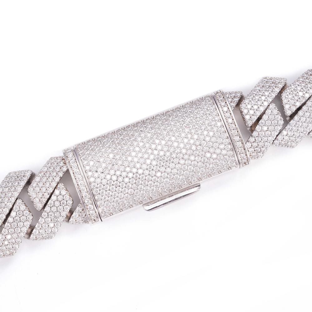 18MM 4-Row Diamond Cuban Chain 14K Solid Gold Clasp