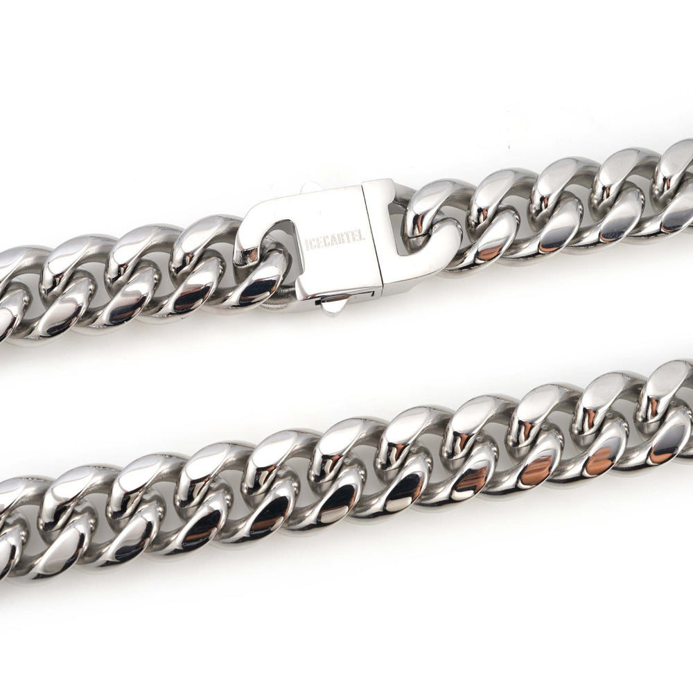 18mm cuban link chain 14k white gold icecartel lock