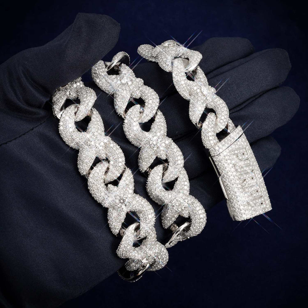 18mm custom moissanite smokepurpp infinity link chain 14k gold icecartel hand