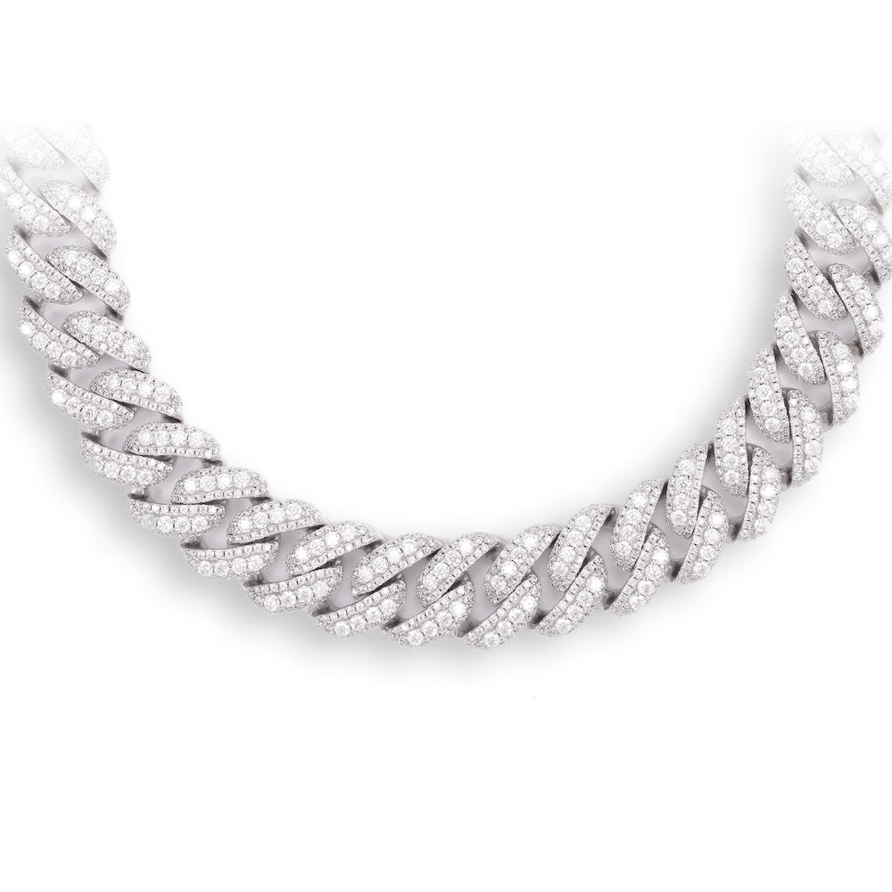 18MM Pointer Diamond Cuban Link Chain 14K Solid Gold