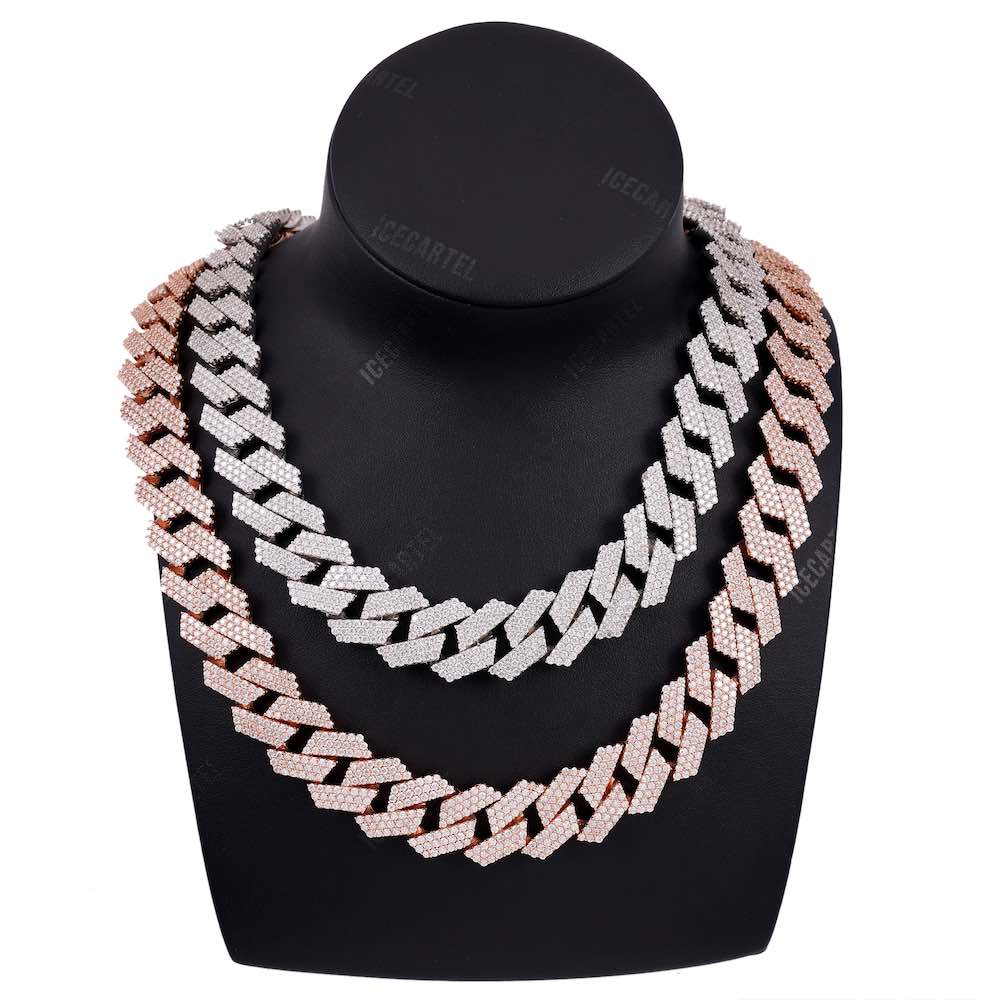 19MM Pointer Diamond Cuban Link Chain 14K Solid Gold Neck