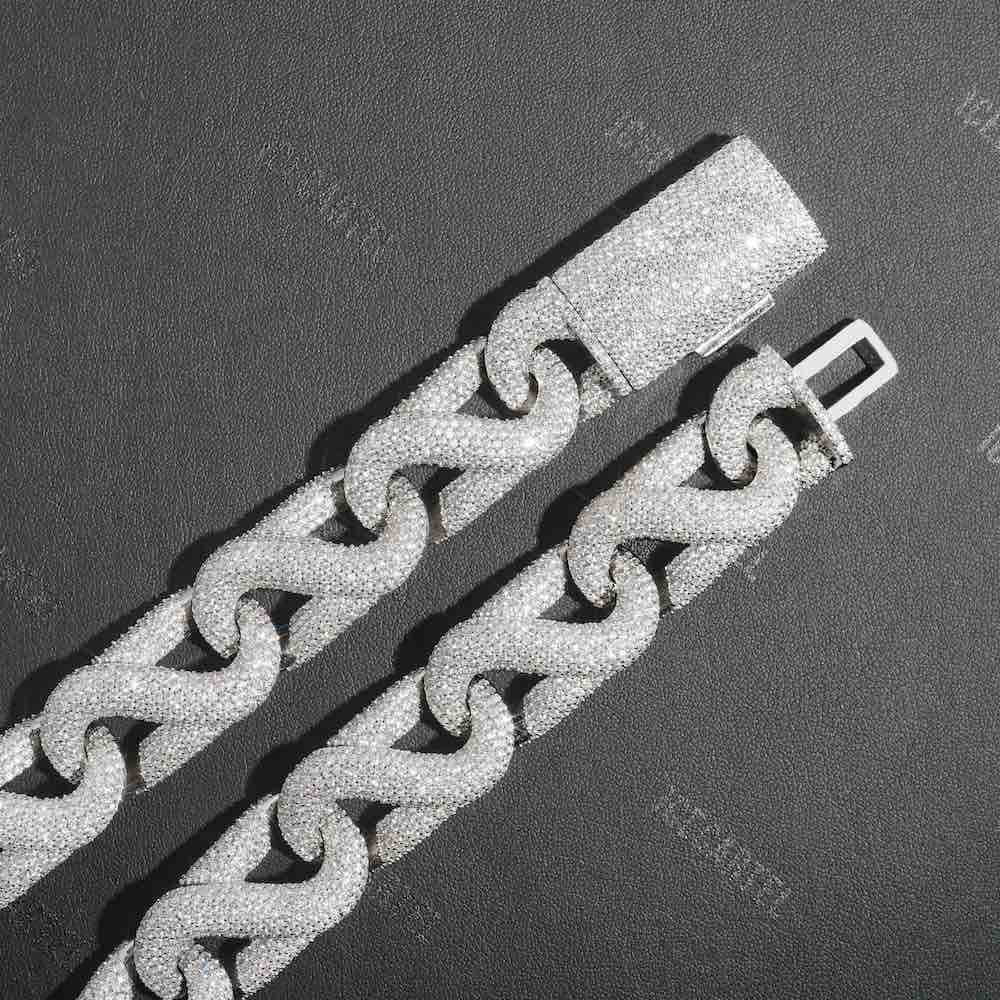 20MM iced out infinity paper clip chain clasp