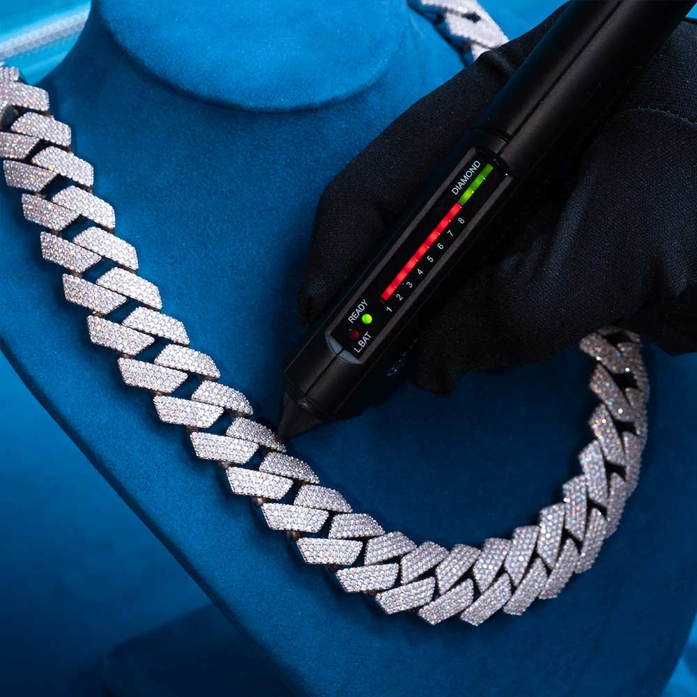 20mm moissanite cuban link chain diamond tester