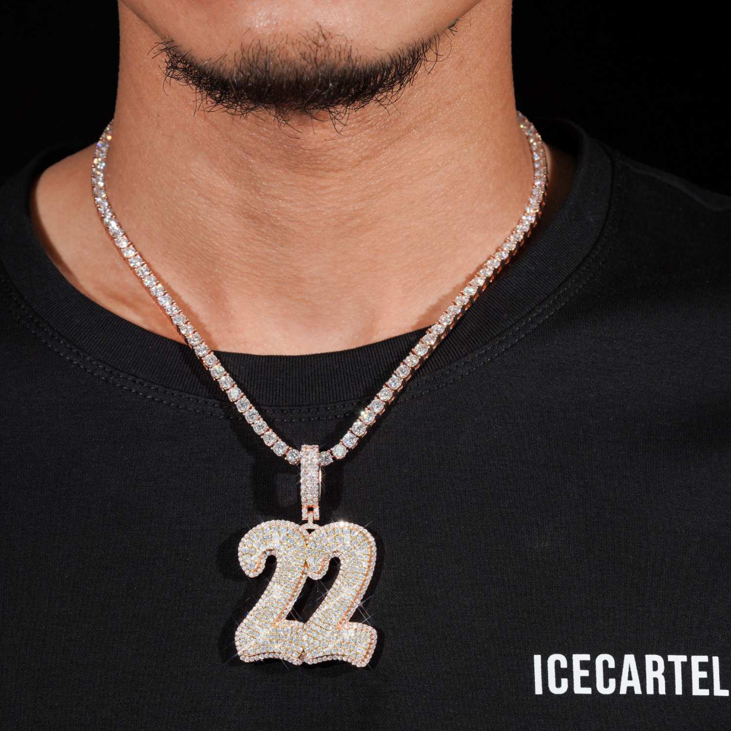 "22" Custom Moissanite Pendant 14K Gold model