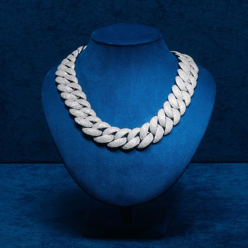 2mm moissanite miami cuban link chain 14k white yellow rose gold 2