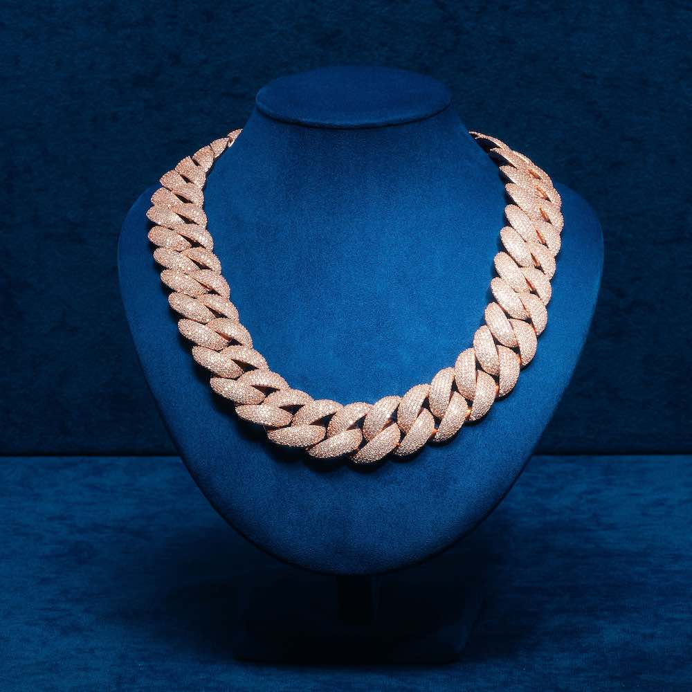 2mm moissanite miami cuban link chain 14k white yellow rose gold 3
