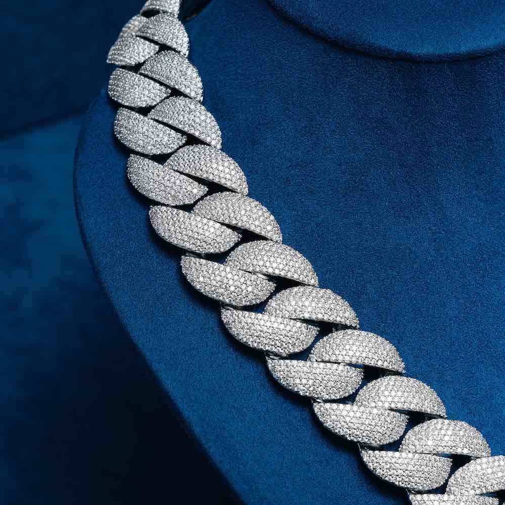 2mm moissanite miami cuban link chain 14k white yellow rose gold neck 2