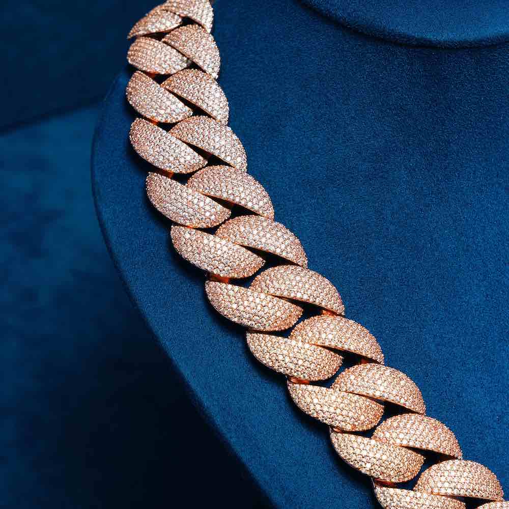 2mm moissanite miami cuban link chain 14k white yellow rose gold neck 3