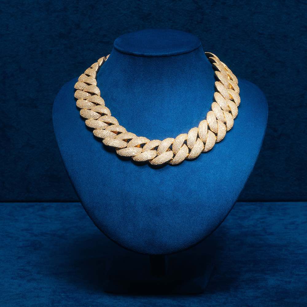 2mm moissanite miami cuban link chain 14k white yellow rose gold