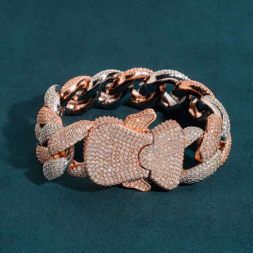23MM Moissanite Cuban Link Bracelet closed