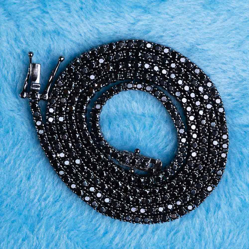 2mm black moissanite tennis chain black gold