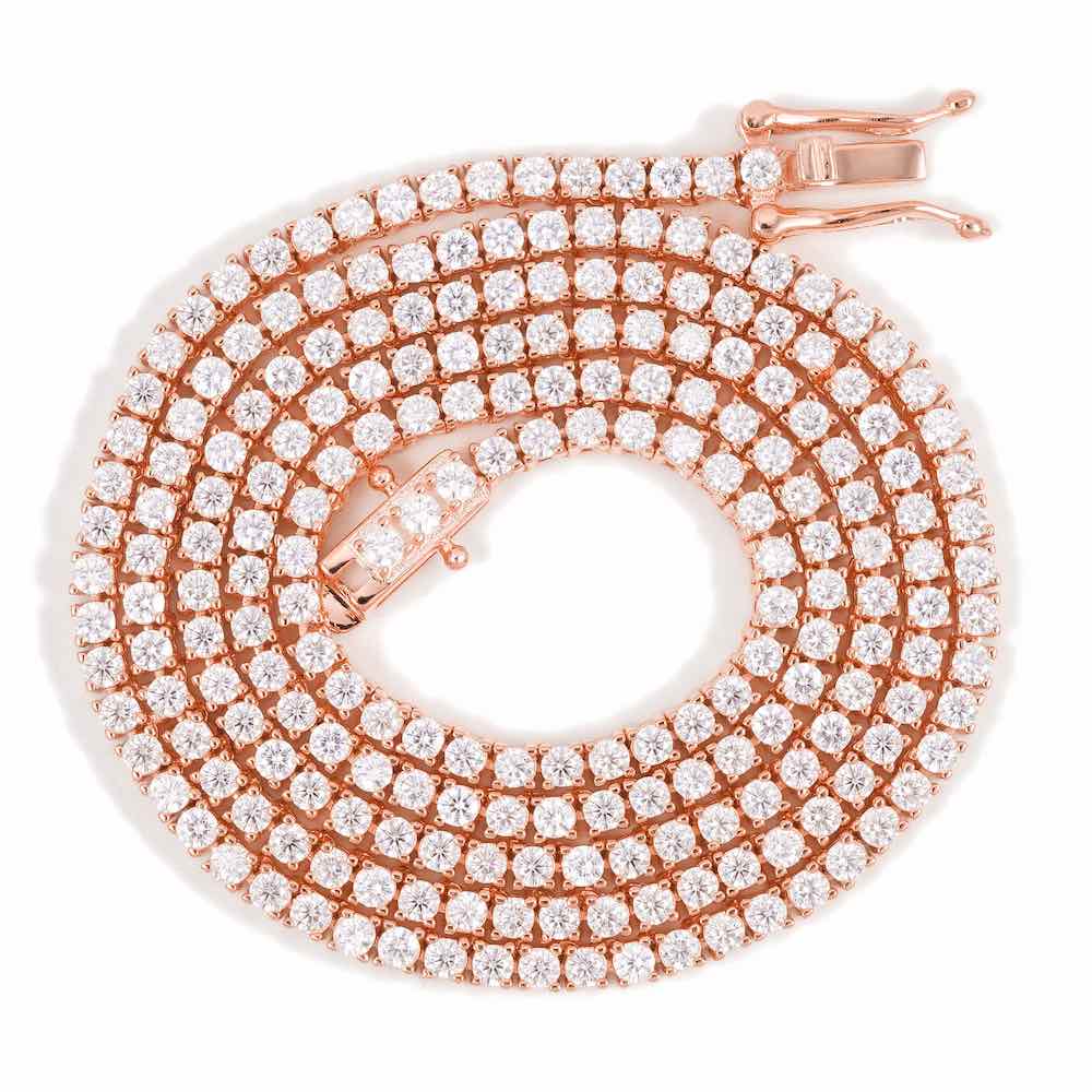 2MM Diamond Tennis Chain 14K Solid Rose Gold First