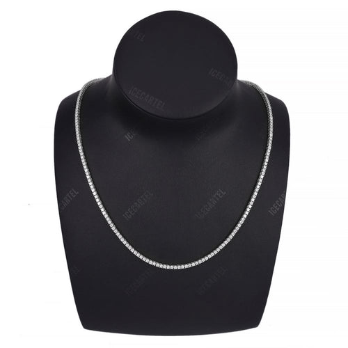 2MM Diamond Tennis Chain 14K Solid White Gold neck