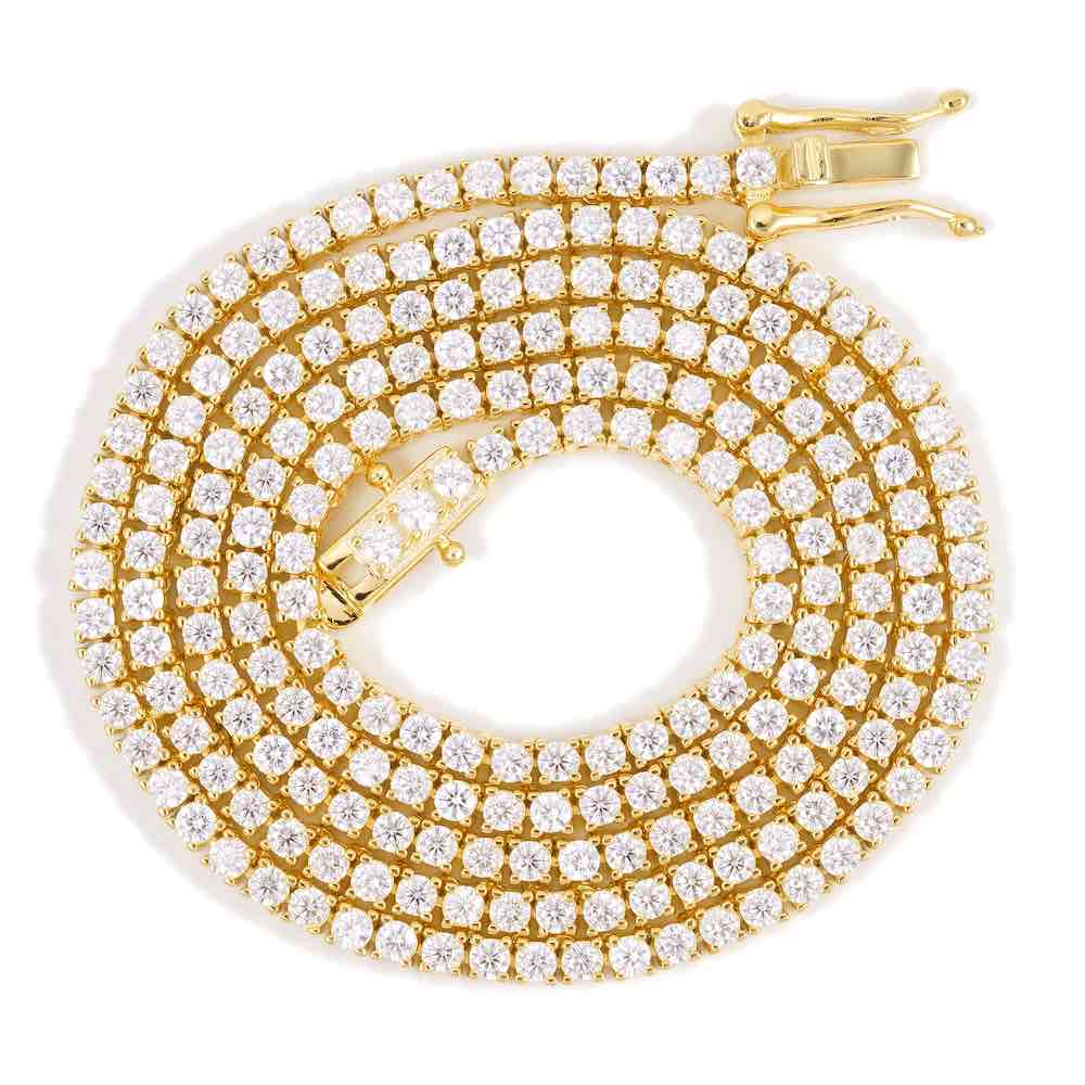 2MM Diamond Tennis Chain 14K Solid Yellow Gold First