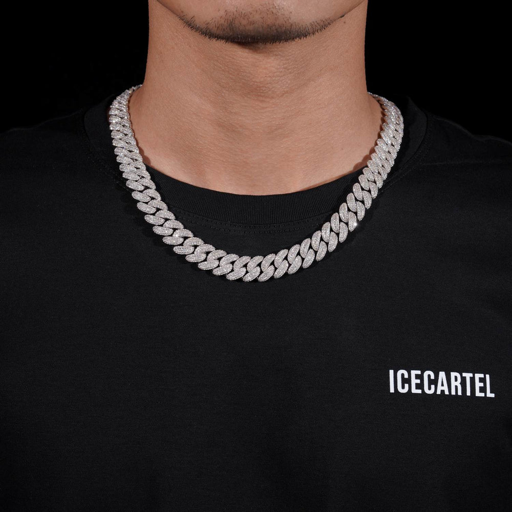 3 Row 13MM Moissanite Miami Cuban Link Chain 14K Gold icecartel model