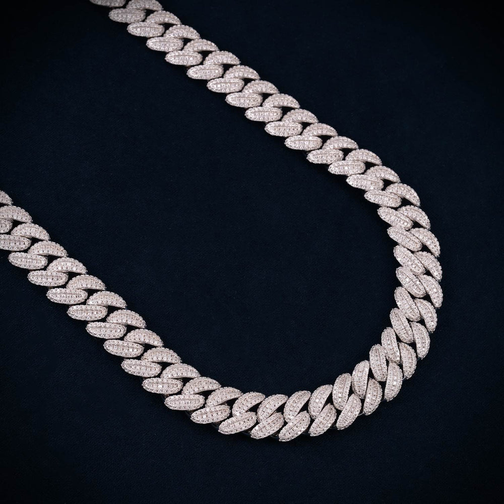 3 Row 13MM Moissanite Miami Cuban Link Chain 14K Gold icecartel side