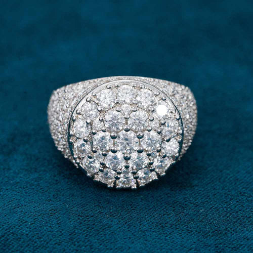 3 layer moissanite dome ring 14k front