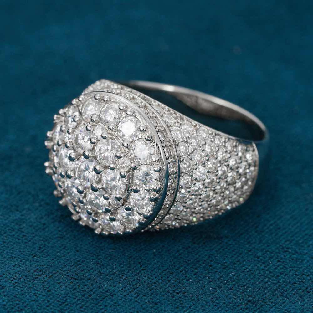3 layer moissanite dome ring 14k side