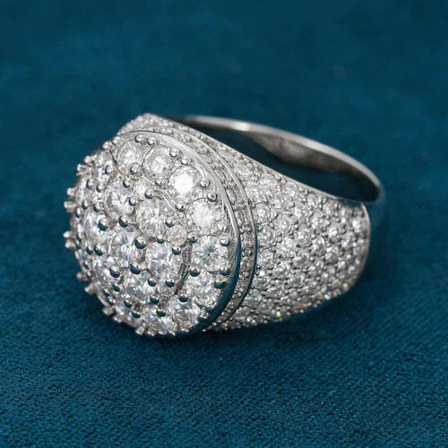 3 layer moissanite dome ring 14k side