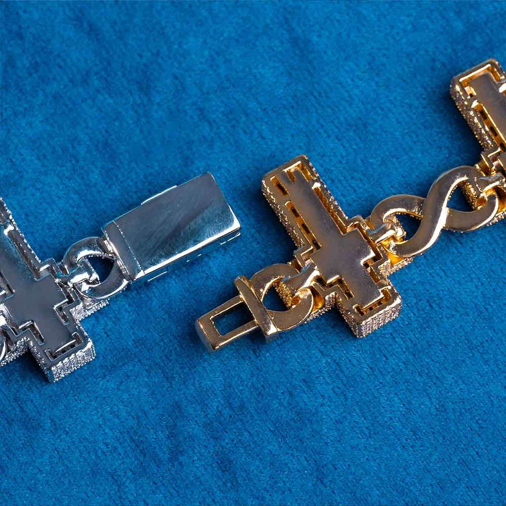 30mm moissanite cross link bracelet back
