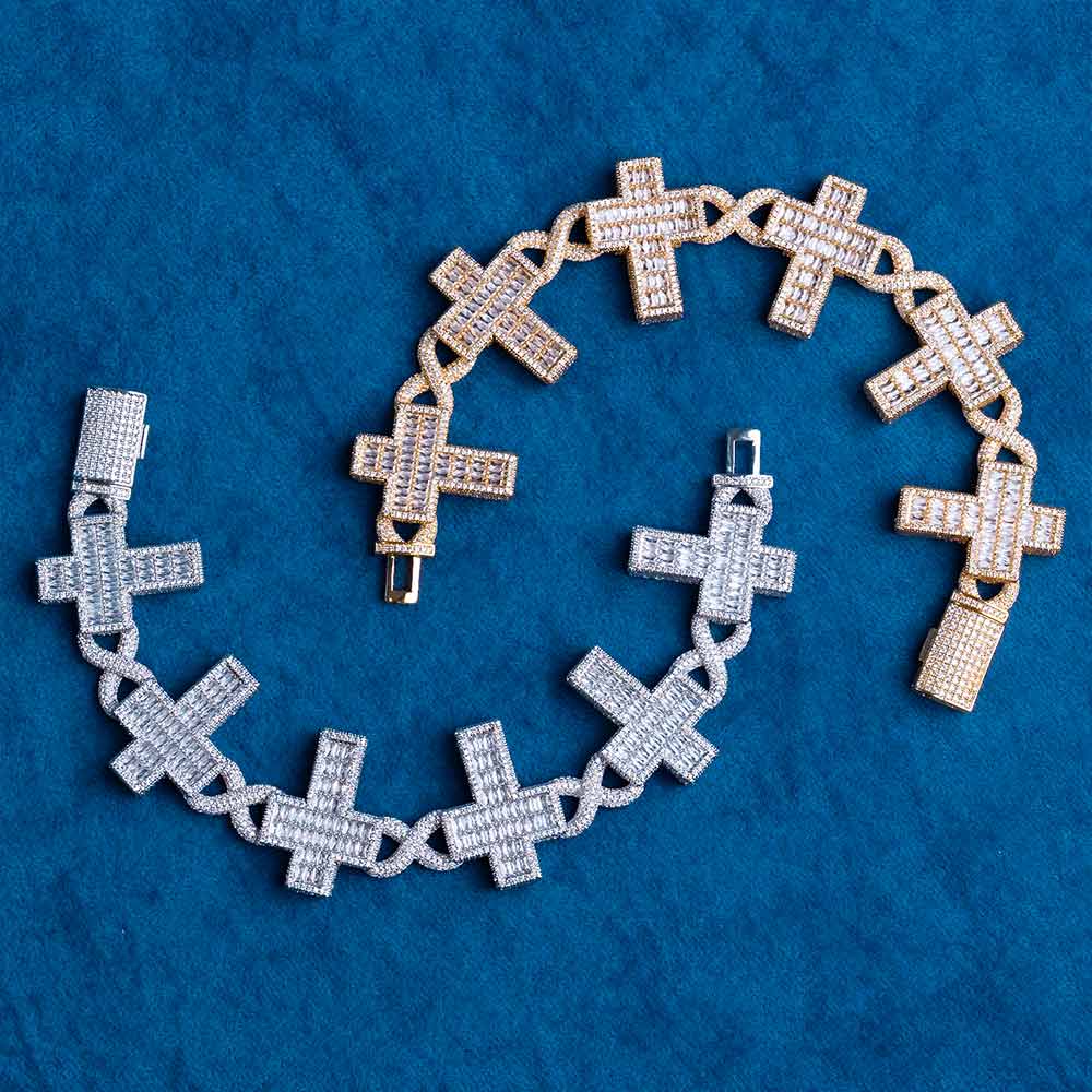30mm moissanite cross link bracelet diamond