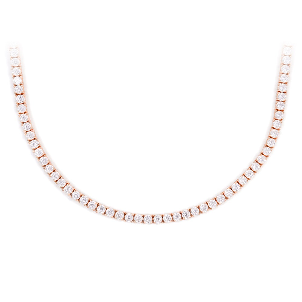 3MM Diamond Tennis Chain 14K Solid Rose Gold