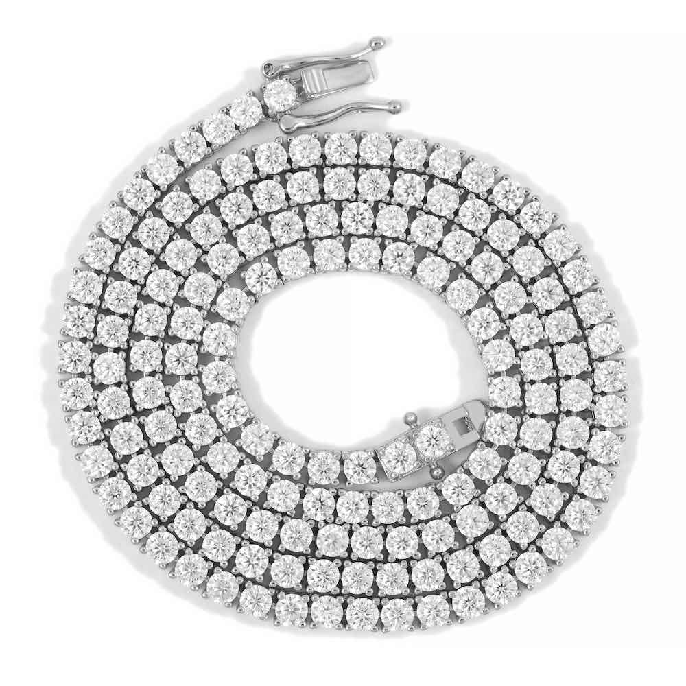 3MM Diamond Tennis Chain 14K Solid White Gold First