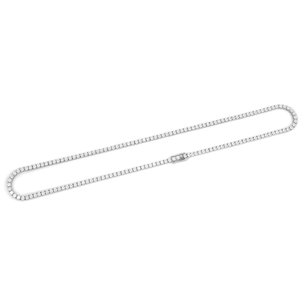 3MM Diamond Tennis Chain 14K Solid White Gold Full