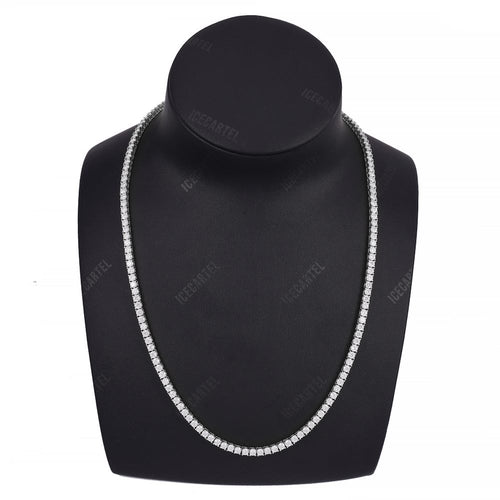 3MM Diamond Tennis Chain 14K Solid White Gold Neck