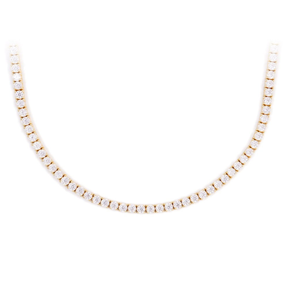 3MM Diamond Tennis Chain 14K Solid Yellow Gold