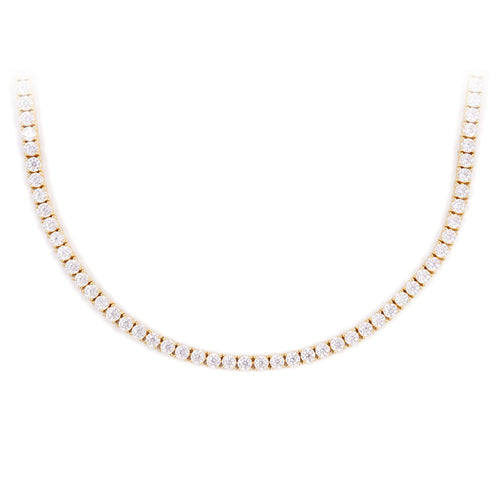 3MM Diamond Tennis Chain 14K Solid Yellow Gold