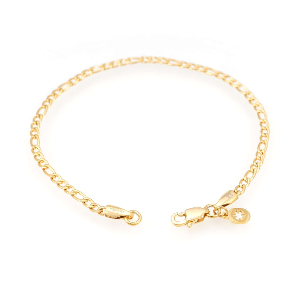 3mm figaro bracelet 14k yellow gold icecartel o