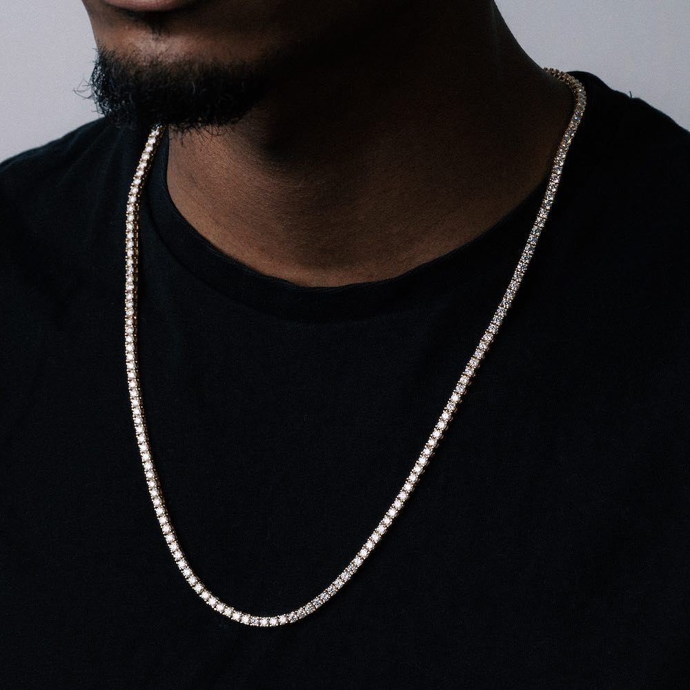 3mm moissanite tennis chain on neck