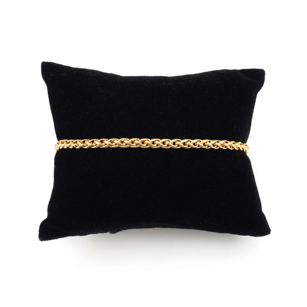3mm wheat link bracelet 14k yellow gold icecartel pillow