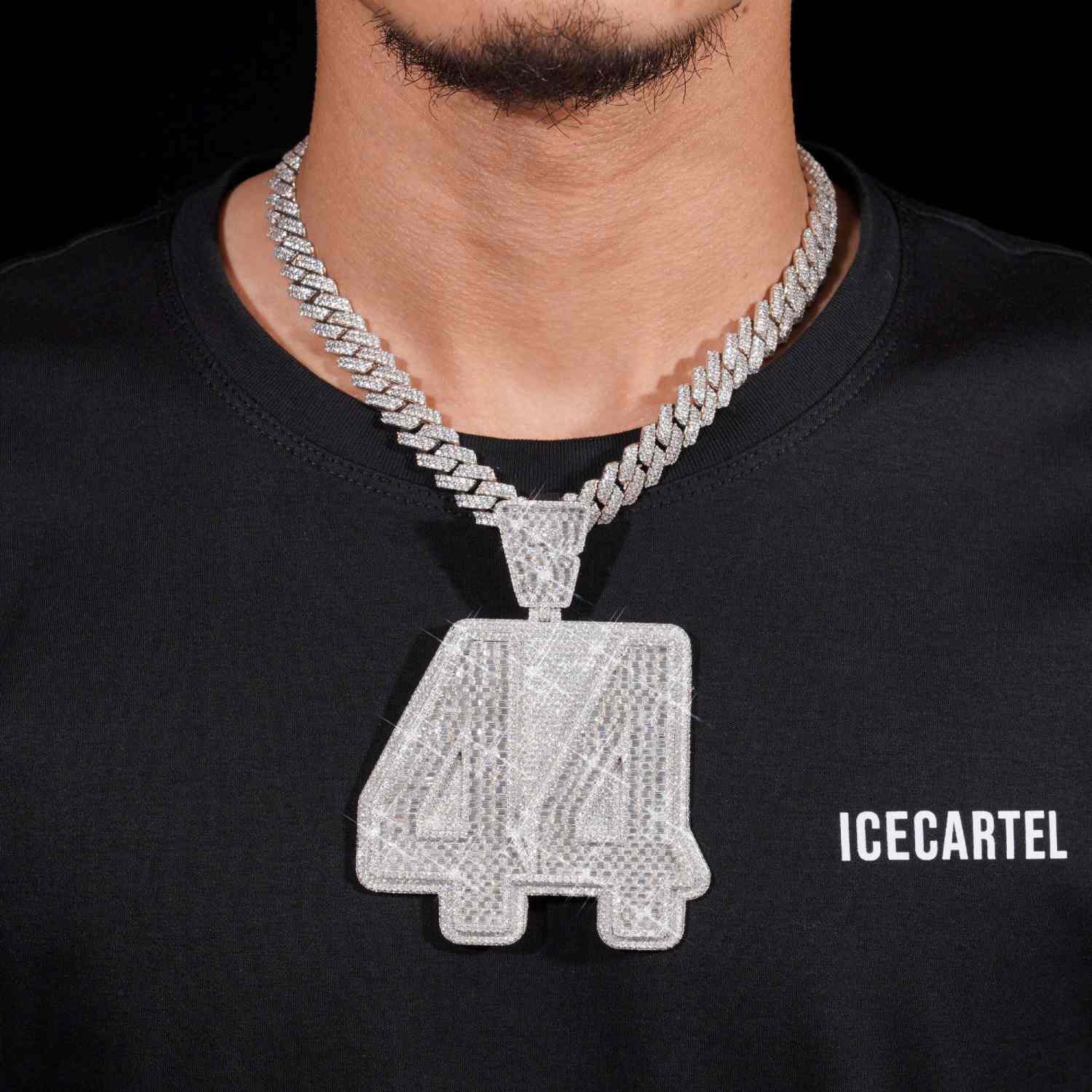 "44" Custom Moissanite Pendant 14K Gold model