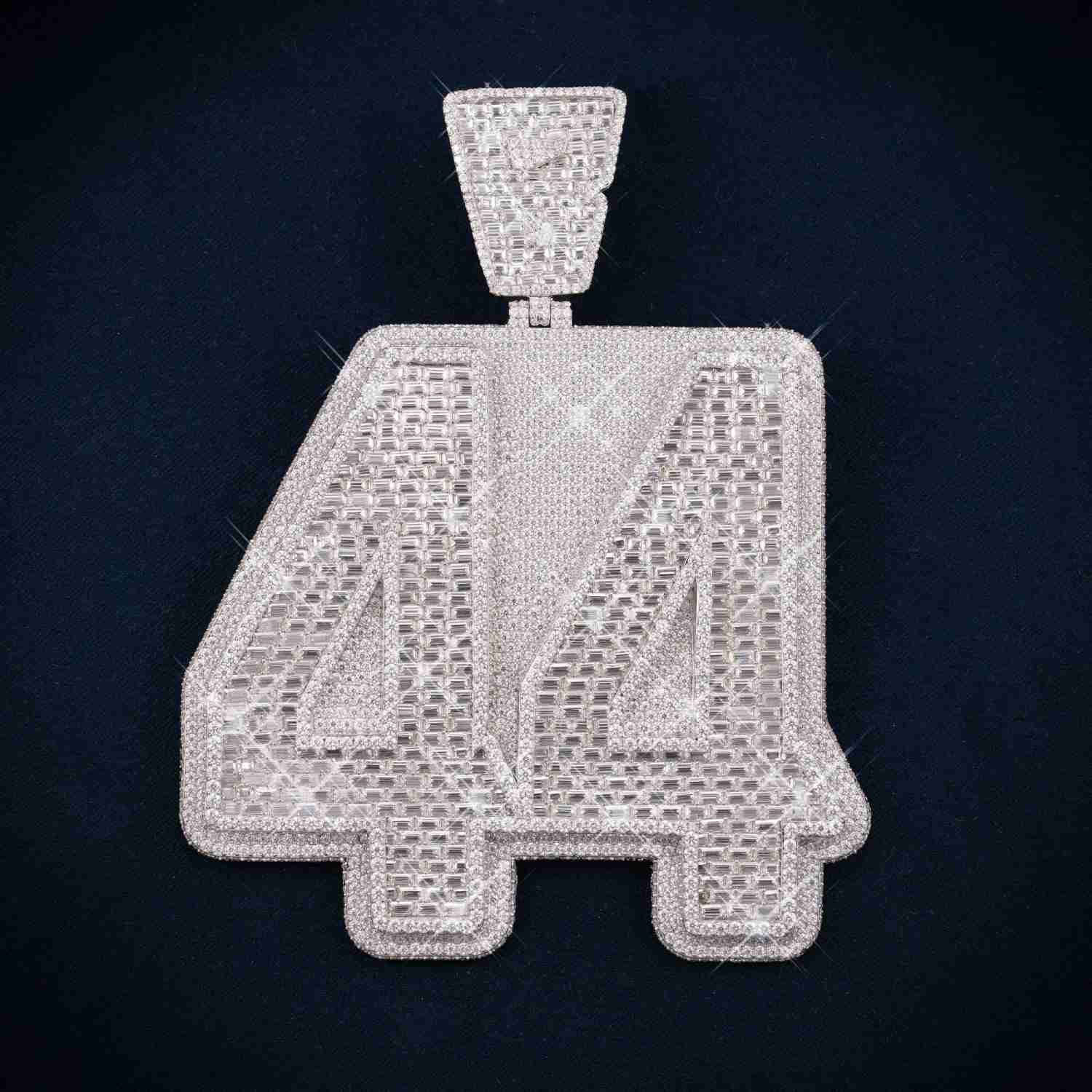 "44" Custom Moissanite Pendant 14K Gold 1