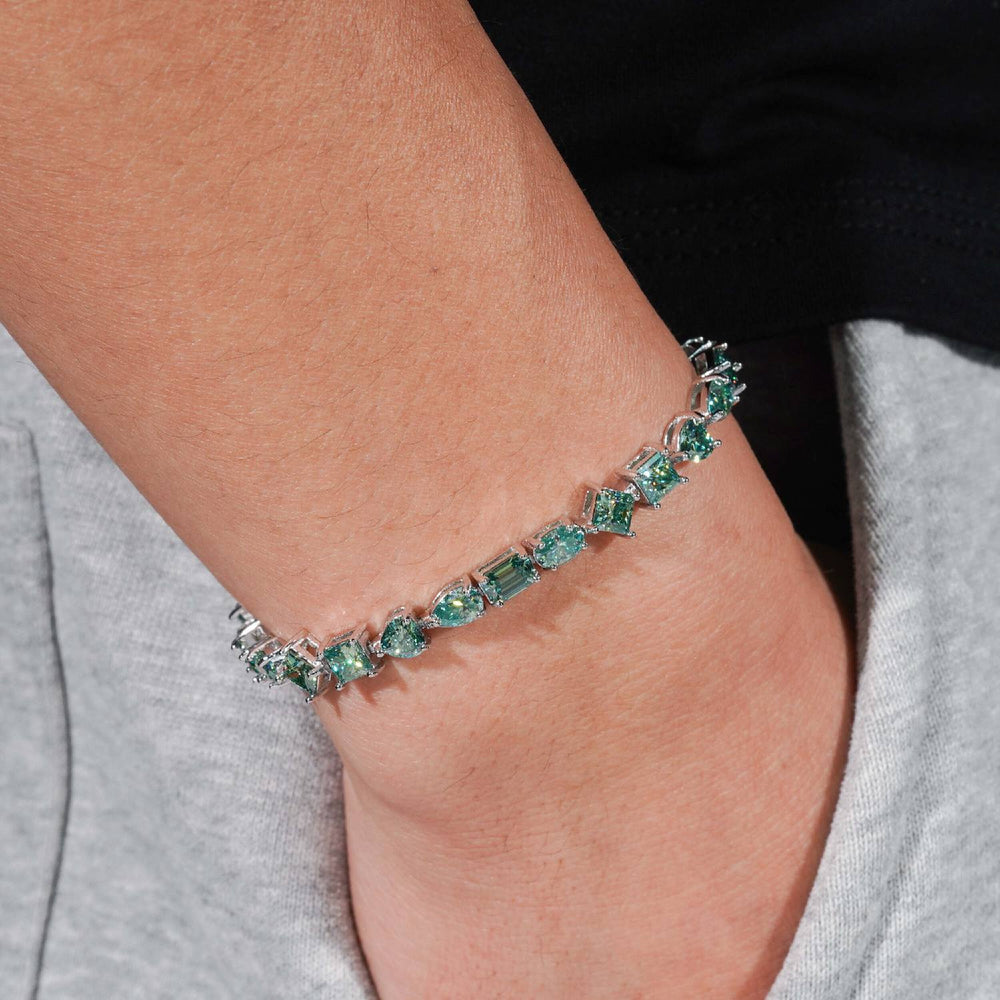 4MM Multi Shape Moissanite Tennis Bracelet 14K Gold icecartel green model