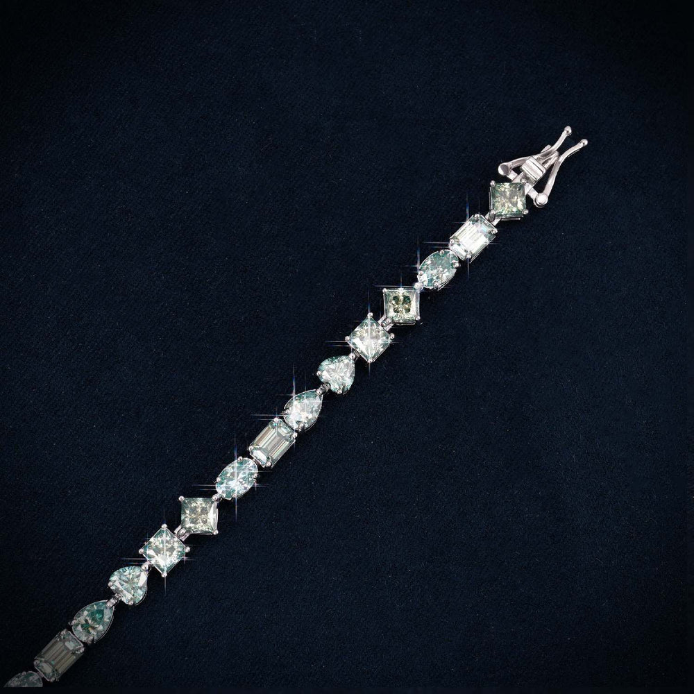4MM Multi Shape Moissanite Tennis Bracelet 14K Gold icecartel green side