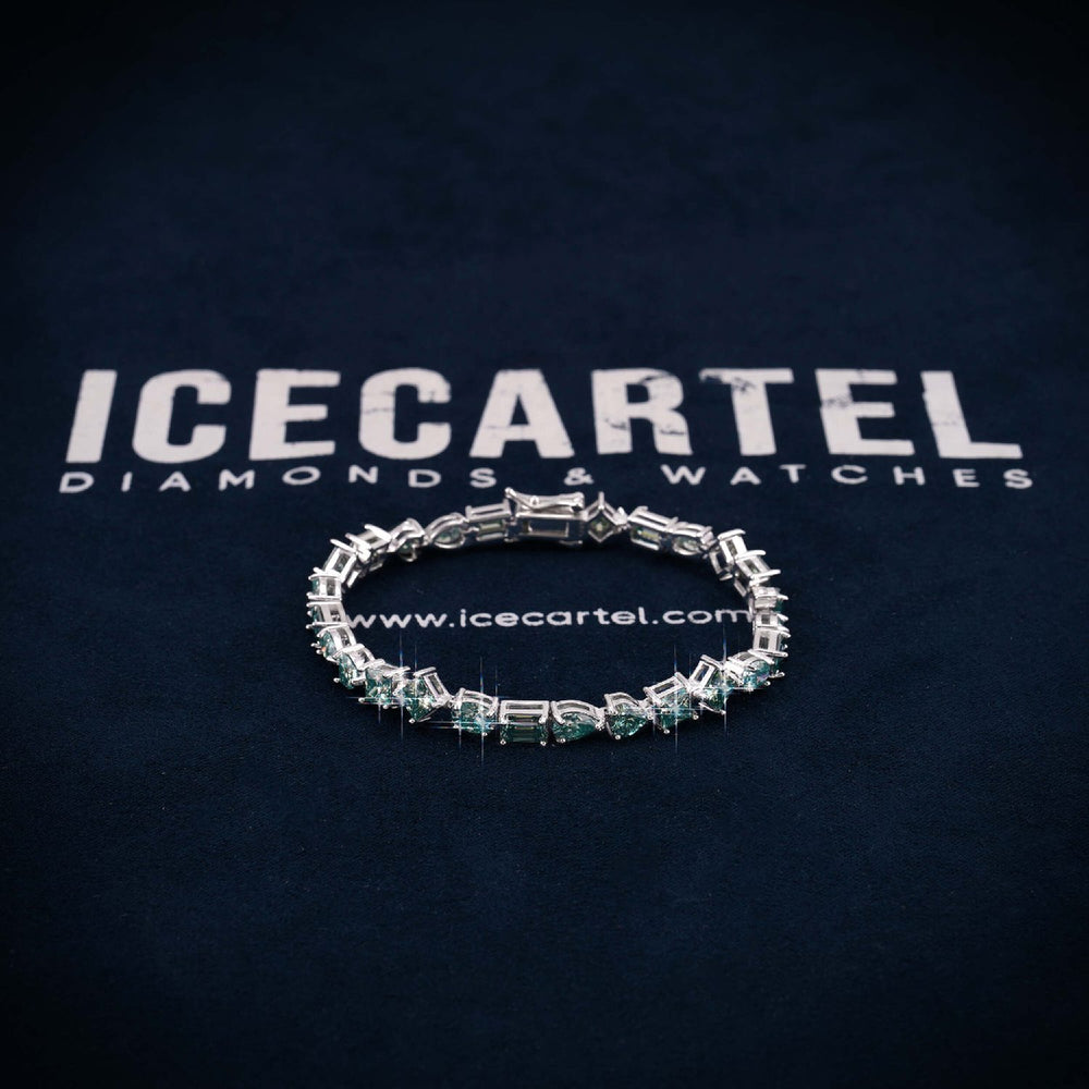 4MM Multi Shape Moissanite Tennis Bracelet 14K Gold icecartel green