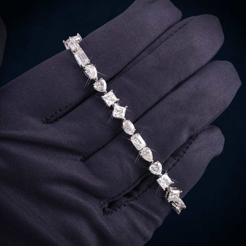 4MM Multi Shape Moissanite Tennis Bracelet 14K Gold icecartel hand